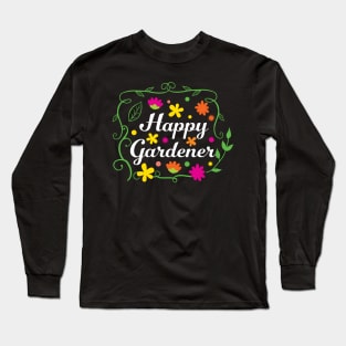 Happy Gardener Floral Decorative Motif Long Sleeve T-Shirt